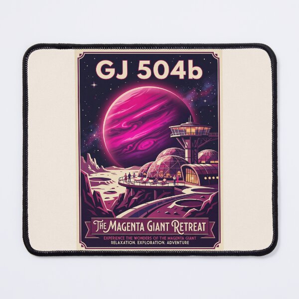 Item preview, GJ 504b Pink Planet Retro NASA Travel Poster designed and sold by RetroRewind Studio.
