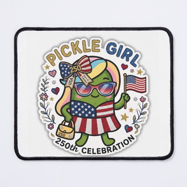 Item preview, Pickle Girl 250th Celebration 4th of July 2026 Kawaii USA Flag Fashion Outfit Sticker designed and sold by Basma Designs | Funny Shirts, Stickers & Mugs.