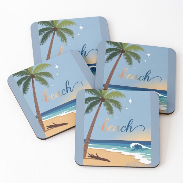 Item preview, Tropical Palm Tree Coast Wave Summer Beach Typography designed and sold by Nexus Space.