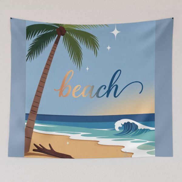 Item preview, Tropical Palm Tree Coast Wave Summer Beach Typography designed and sold by Nexus Space.
