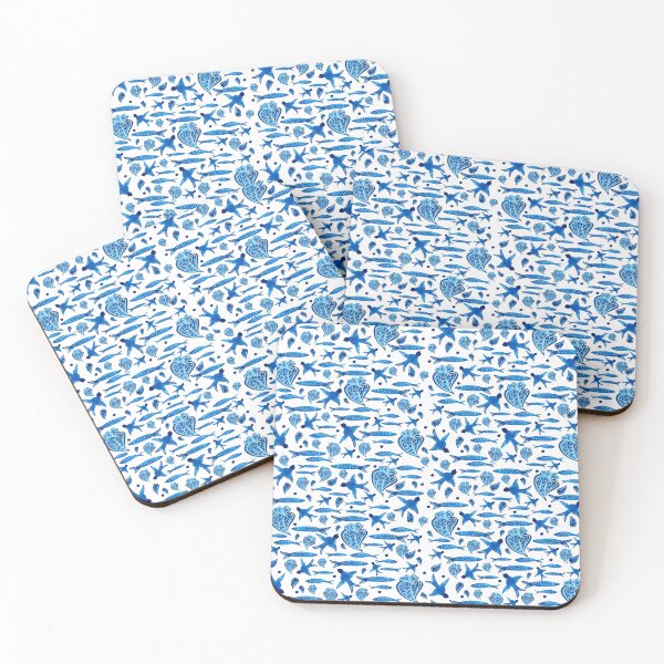 Item preview, Continuous pattern watercolor icons Portugal blue designed and sold by ElizabethCoelho.