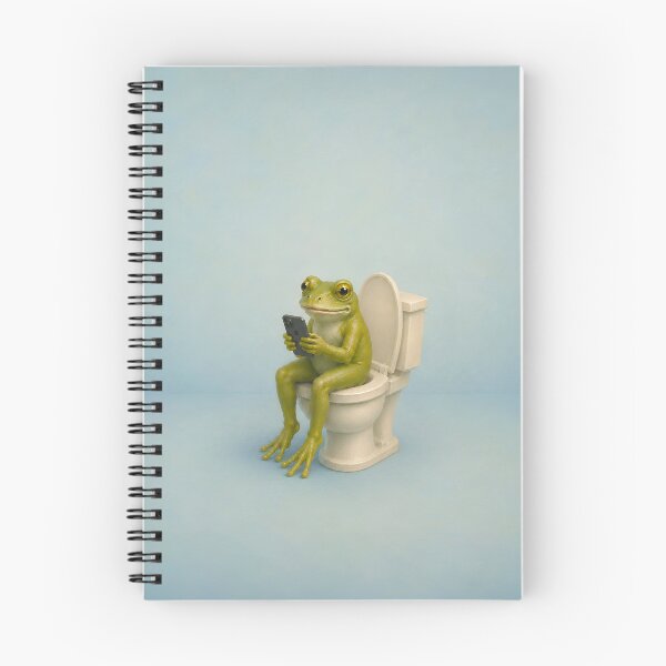 Item preview, Frog using it cellphone in the bathroom designed and sold by AngieMStore.