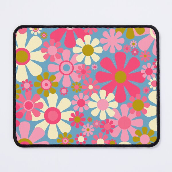 Item preview, Groovy Retro 60s 70s Floral Pattern Pink Blue Olive designed and sold by kierkegaard.