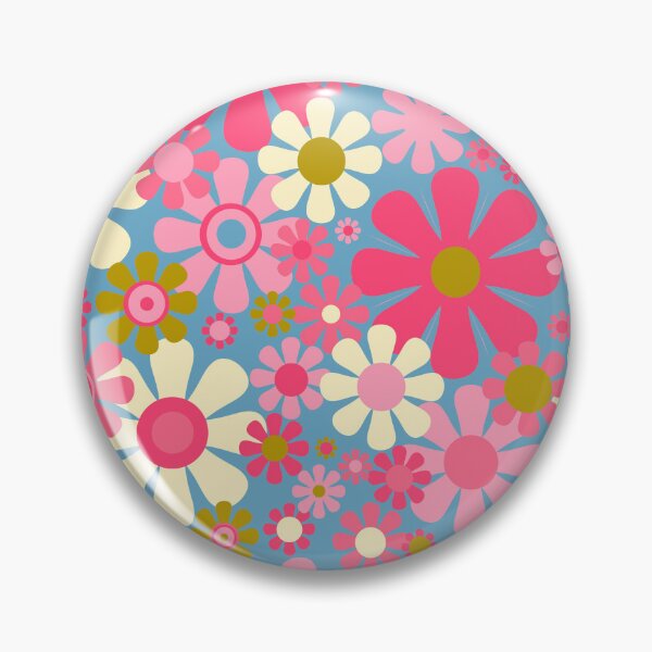 Item preview, Groovy Retro 60s 70s Floral Pattern Pink Blue Olive designed and sold by kierkegaard.