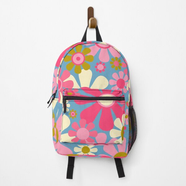 Item preview, Groovy Retro 60s 70s Floral Pattern Pink Blue Olive designed and sold by kierkegaard.