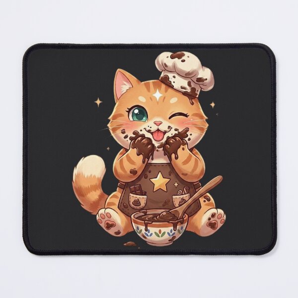 Item preview, Cute Kawaii Chef Cat Baking Chocolate Mess designed and sold by Moody Vibes Studio.