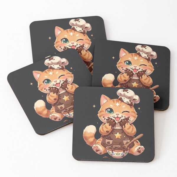 Item preview, Cute Kawaii Chef Cat Baking Chocolate Mess designed and sold by Moody Vibes Studio.