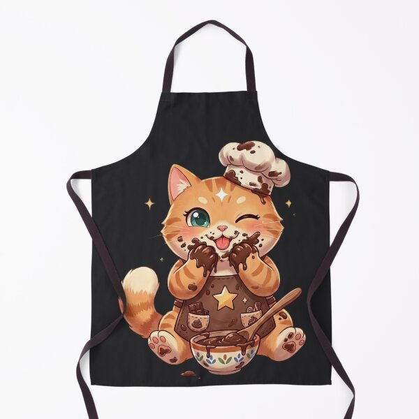 Item preview, Cute Kawaii Chef Cat Baking Chocolate Mess designed and sold by Moody Vibes Studio.