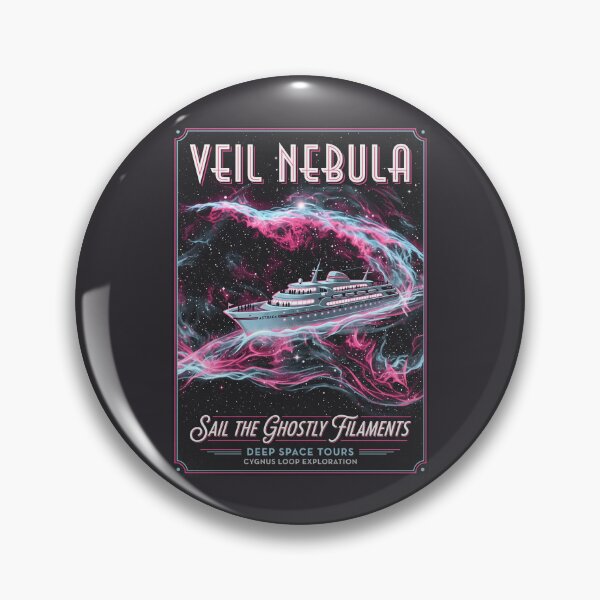 Item preview, Veil Nebula Supernova Retro NASA Travel Poster Filaments designed and sold by RetroRewind Studio.