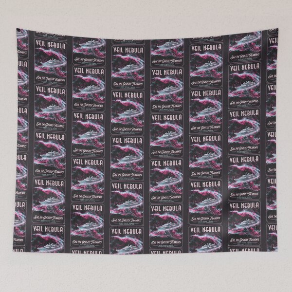 Item preview, Veil Nebula Supernova Retro NASA Travel Poster Filaments designed and sold by RetroRewind Studio.