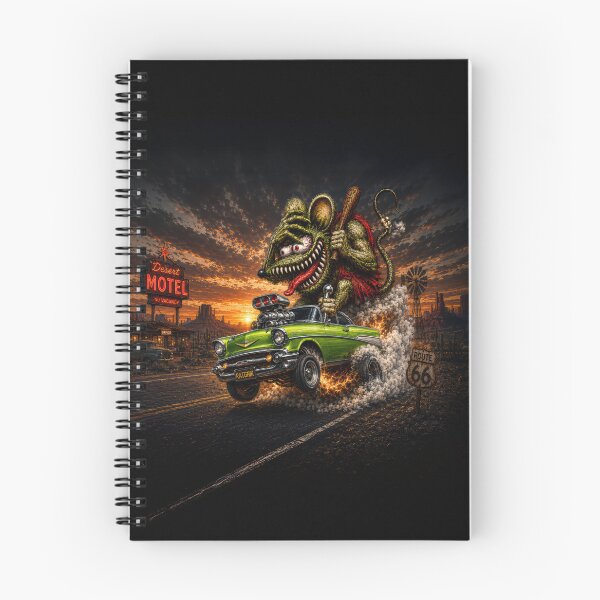 Item preview, Monster Rat Green Bel Air Route 66 Desert Sunset Hot Rod Cartoon Car Art designed and sold by artistwill.