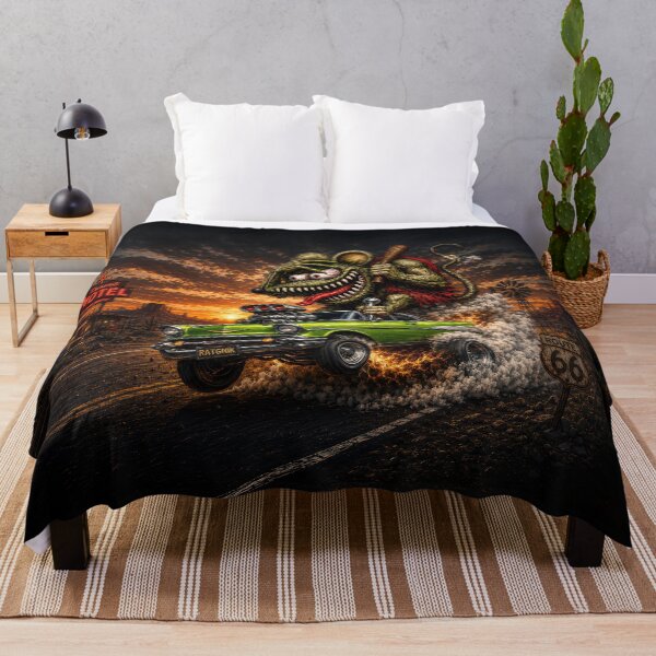 Item preview, Monster Rat Green Bel Air Route 66 Desert Sunset Hot Rod Cartoon Car Art designed and sold by artistwill.