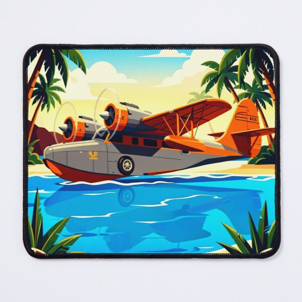 Item preview, On Step And On Vacation — Vintage Flying Boat Travel Poster Art Print designed and sold by monolithstudio.