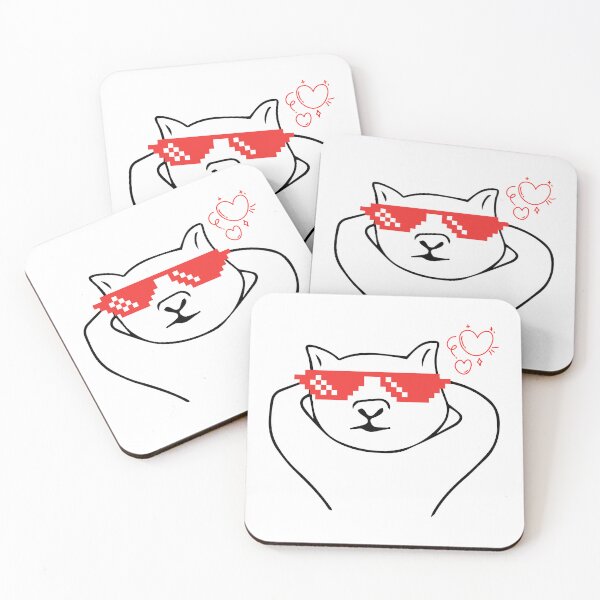 Item preview, Funny Meme Cat with Pixel Sunglasses and Hearts designed and sold by rich-moda.
