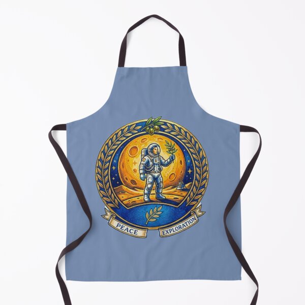 Item preview, Cosmic Peace Astronaut Holding Olive Branch Lunar Emblem designed and sold by Fatomfatom.