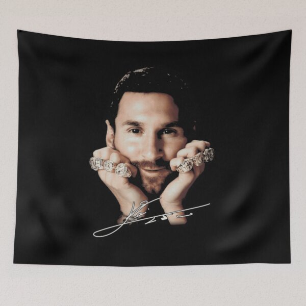 Item preview, Lionel Messi 8 Gold Rings GOAT Signature designed and sold by Soceitiz.