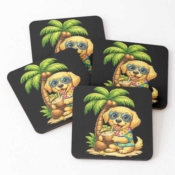 Item preview, Coconut Dog – Cute Golden Retriever Tropical Summer Vacation Gift designed and sold by Wild Horizon Studio.