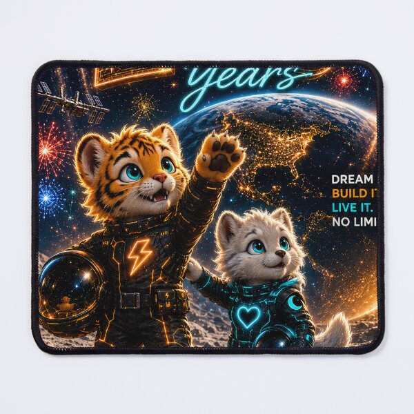 Item preview, NeoTig Luna Next 250 Years July 4th 2026 Patriotic Space America Future Kawaii Gift Poster designed and sold by NeoTigLuna.
