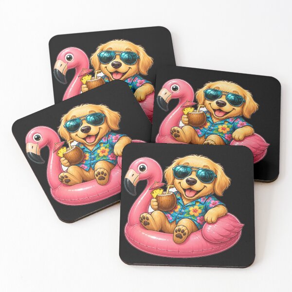 Item preview, Flamingo Float Dog – Cute Golden Retriever Summer Vacation Gift designed and sold by Wild Horizon Studio.