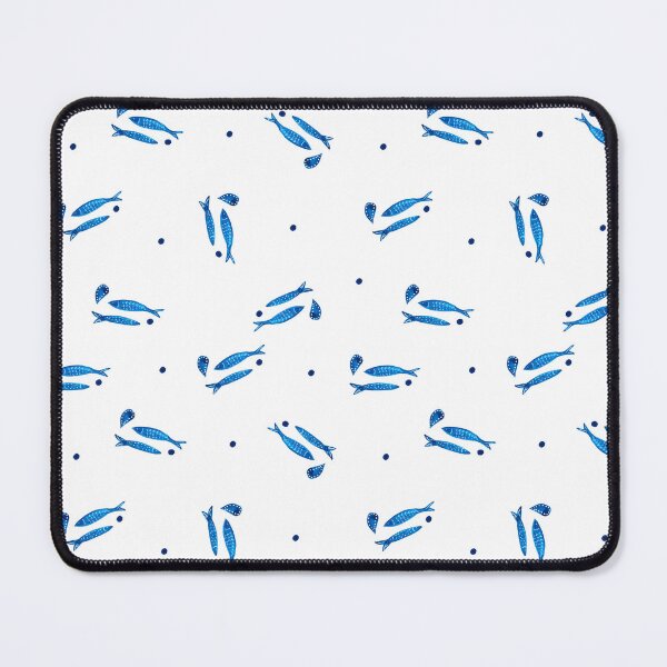 Item preview, Continuous pattern watercolor minimalist blue sardines designed and sold by ElizabethCoelho.