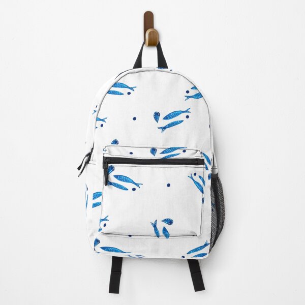Item preview, Continuous pattern watercolor minimalist blue sardines designed and sold by ElizabethCoelho.