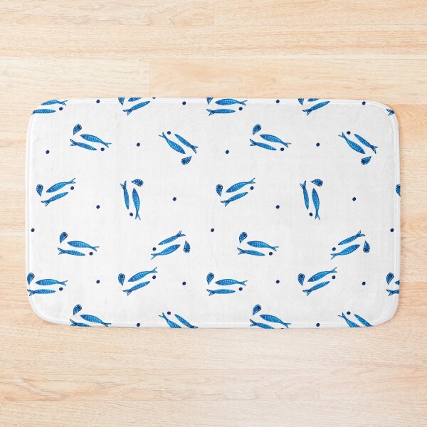 Item preview, Continuous pattern watercolor minimalist blue sardines designed and sold by ElizabethCoelho.