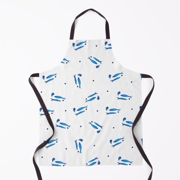 Item preview, Continuous pattern watercolor minimalist blue sardines designed and sold by ElizabethCoelho.