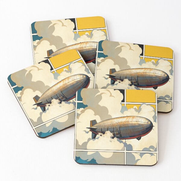 Item preview, Slow Travel — Retro Dirigible Airship Art Print Mondrian Style designed and sold by monolithstudio.
