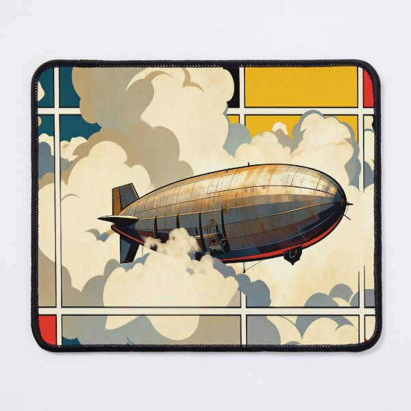 Item preview, Slow Travel — Retro Dirigible Airship Art Print Mondrian Style designed and sold by monolithstudio.