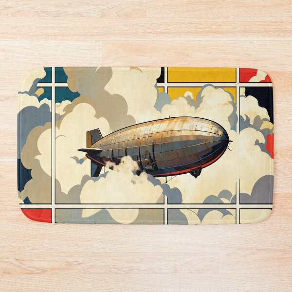 Item preview, Slow Travel — Retro Dirigible Airship Art Print Mondrian Style designed and sold by monolithstudio.