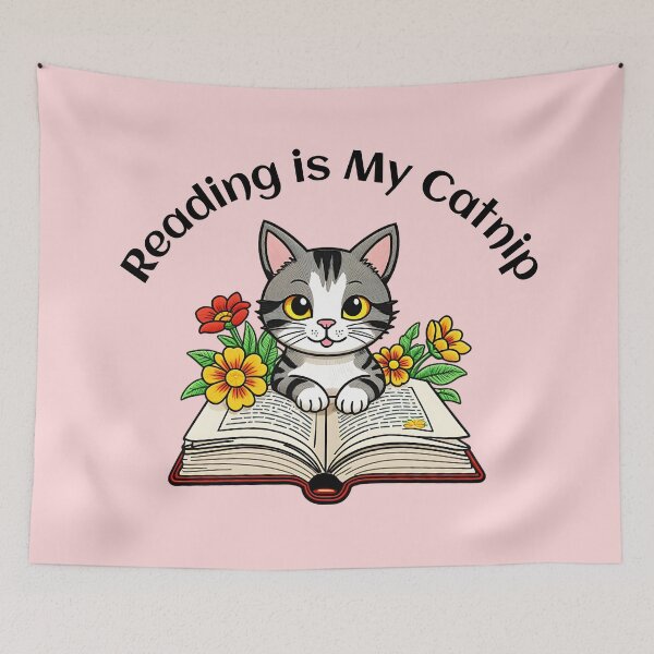 Item preview, Reading Is My Catnip Cute Book Lover Cat – Kawaii Reading Cat Design designed and sold by Sachie's Studio.