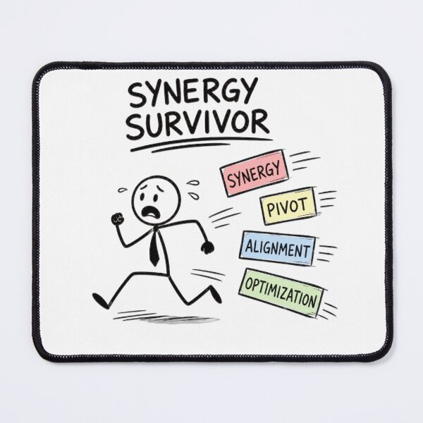 Item preview, Synergy Survivor Stick Figure | Funny Corporate Buzzword Office Humor designed and sold by trippinimages.