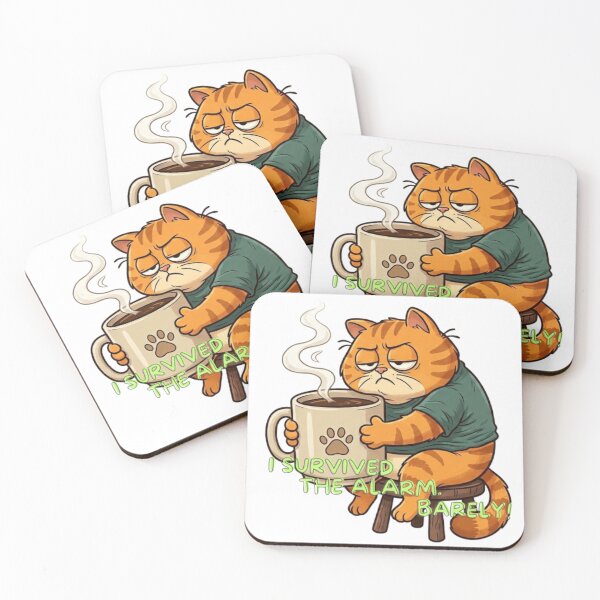 Item preview, I Survived The Alarm Funny Cat Coffee T-Shirt designed and sold by Leogasup.