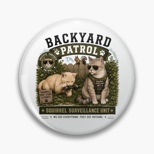 Item preview, Backyard Patrol – Squirrel Surveillance Unit Funny Cat Lover Vintage T-Shirt Design designed and sold by Backyard Patrol Cat.