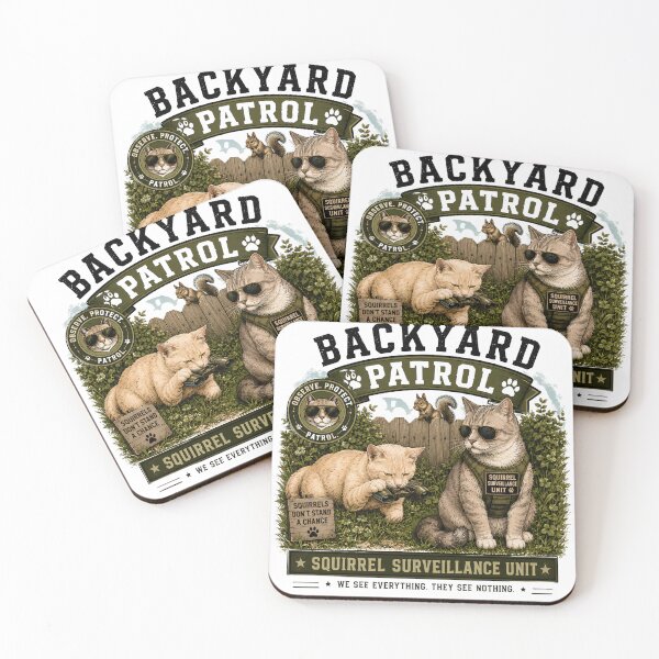 Item preview, Backyard Patrol – Squirrel Surveillance Unit Funny Cat Lover Vintage T-Shirt Design designed and sold by Backyard Patrol Cat.