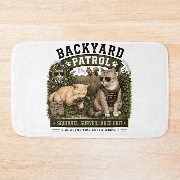 Item preview, Backyard Patrol – Squirrel Surveillance Unit Funny Cat Lover Vintage T-Shirt Design designed and sold by Backyard Patrol Cat.