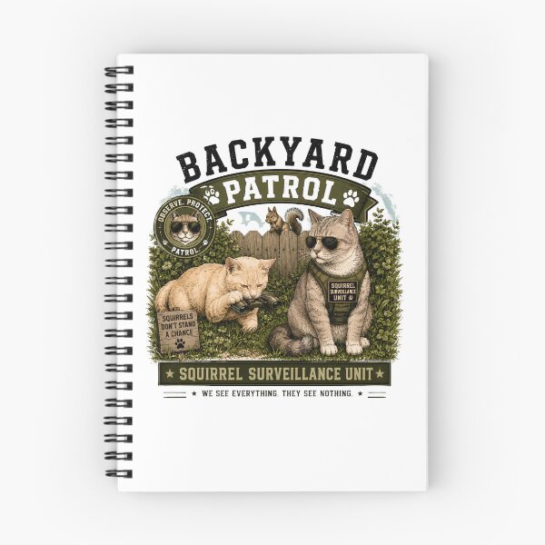 Item preview, Backyard Patrol – Squirrel Surveillance Unit Funny Cat Lover Vintage T-Shirt Design designed and sold by Backyard Patrol Cat.