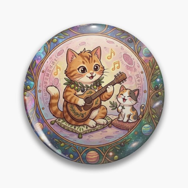 Item preview, Cozy Galaxy Cats Playing Guitar Olive Tree Celestial Art designed and sold by Fatomfatom.