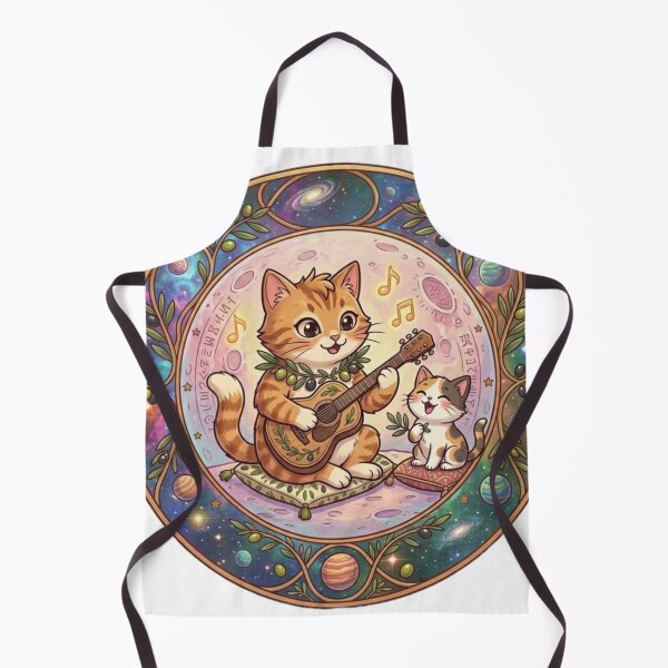 Item preview, Cozy Galaxy Cats Playing Guitar Olive Tree Celestial Art designed and sold by Fatomfatom.