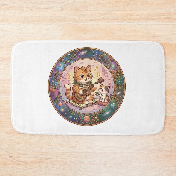 Item preview, Cozy Galaxy Cats Playing Guitar Olive Tree Celestial Art designed and sold by Fatomfatom.