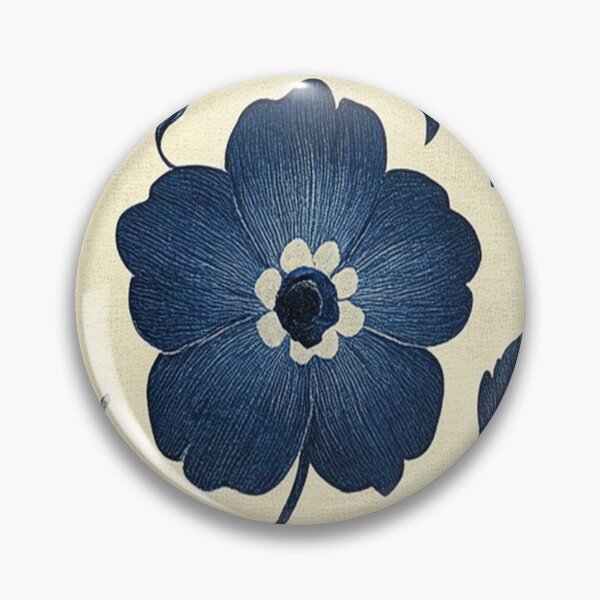 Item preview, Vintage Folk Floral: Navy Indigo Botanical Pattern on Cream designed and sold by LiveLearnCreate.