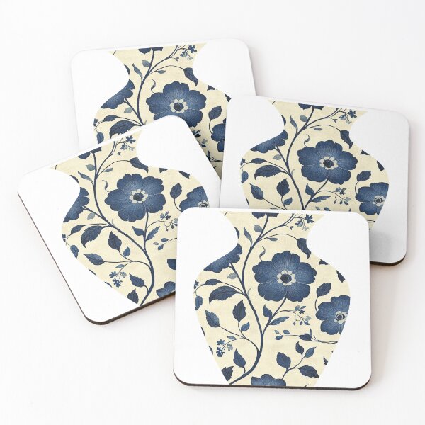 Item preview, Vintage Folk Floral: Navy Indigo Botanical Pattern on Cream designed and sold by LiveLearnCreate.
