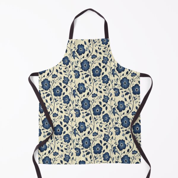 Item preview, Vintage Folk Floral: Navy Indigo Botanical Pattern on Cream designed and sold by LiveLearnCreate.