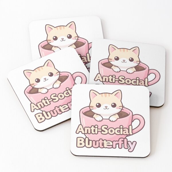 Item preview, Anti Social Butterfly Cute Cat in Coffee Cup designed and sold by KCasual.