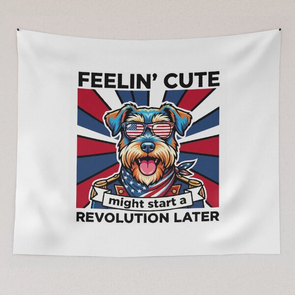 Item preview, Funny Miniature Schnauzer Patriotic Dog Meme – Feelin Cute Revolution July 4th designed and sold by The Real Life Symphony.