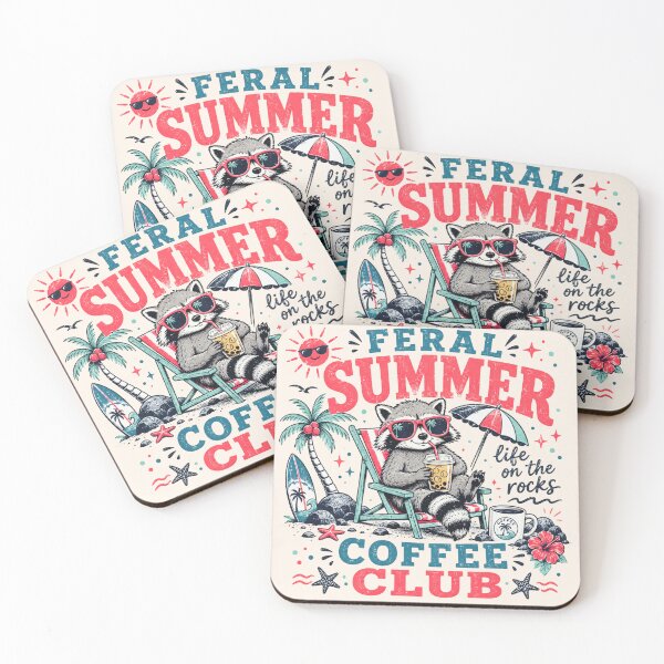 Item preview, Funny Feral Summer Raccoon Coffee Club designed and sold by legendaryskins.
