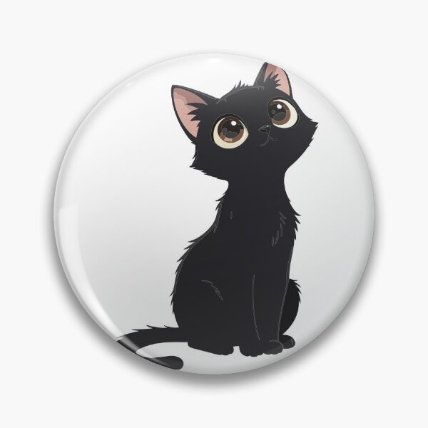 Item preview, Big-Eyed Black Cat Anime Art - Cute Kawaii Kitten Illustration - Whimsical Feline Character Design designed and sold by BestChoiceService.