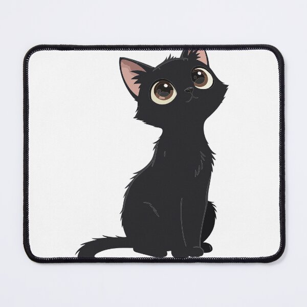 Item preview, Big-Eyed Black Cat Anime Art - Cute Kawaii Kitten Illustration - Whimsical Feline Character Design designed and sold by BestChoiceService.