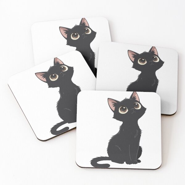 Item preview, Big-Eyed Black Cat Anime Art - Cute Kawaii Kitten Illustration - Whimsical Feline Character Design designed and sold by BestChoiceService.