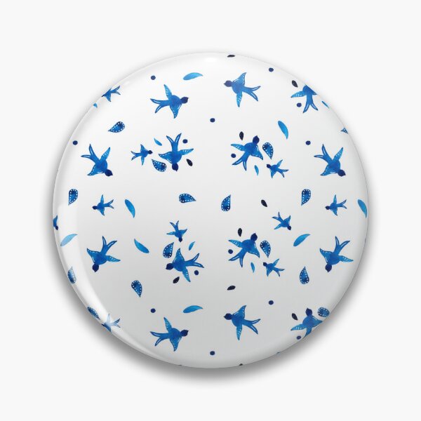 Item preview, Continuous pattern watercolor swallows minimalist blue designed and sold by ElizabethCoelho.